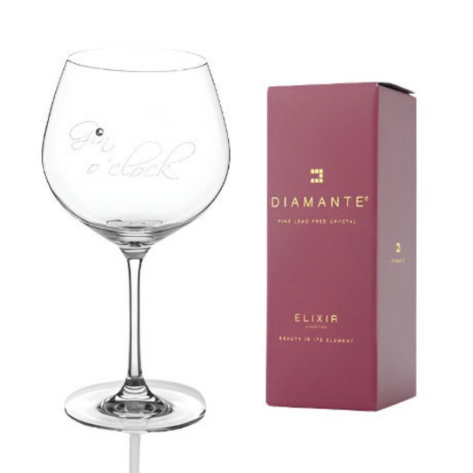 Diamante "Gin O'Clock" Gin Glass - 610ml - In Gift Box