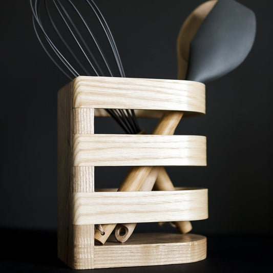 Ash Kitchen Utensil Holder | Luxury Wooden Utensil Pot | Handcrafted in UK