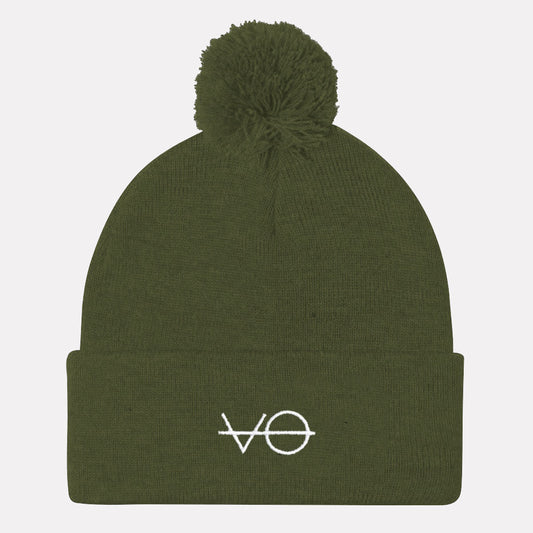 Embroidered Vegan Pom Pom Beanie