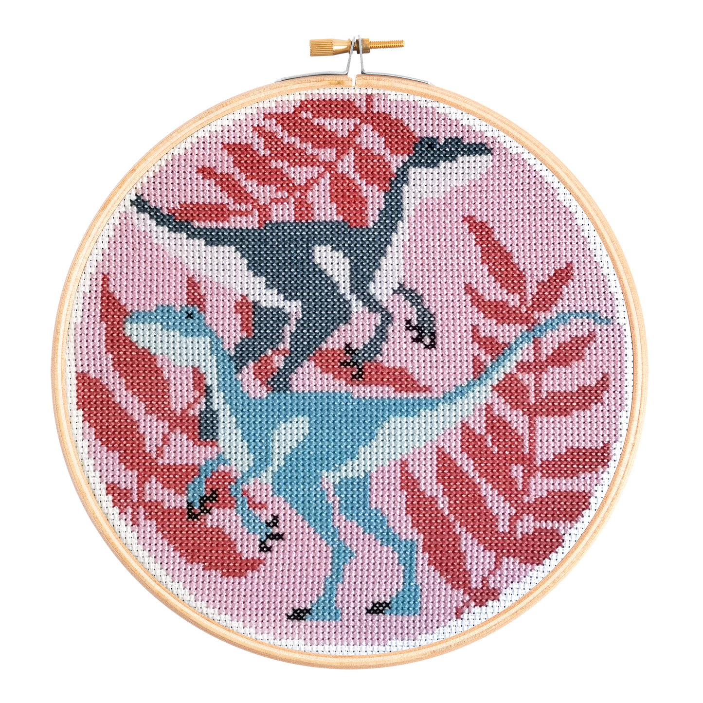 'Velociraptors' Dinosaur Cross Stitch Kit for Beginners