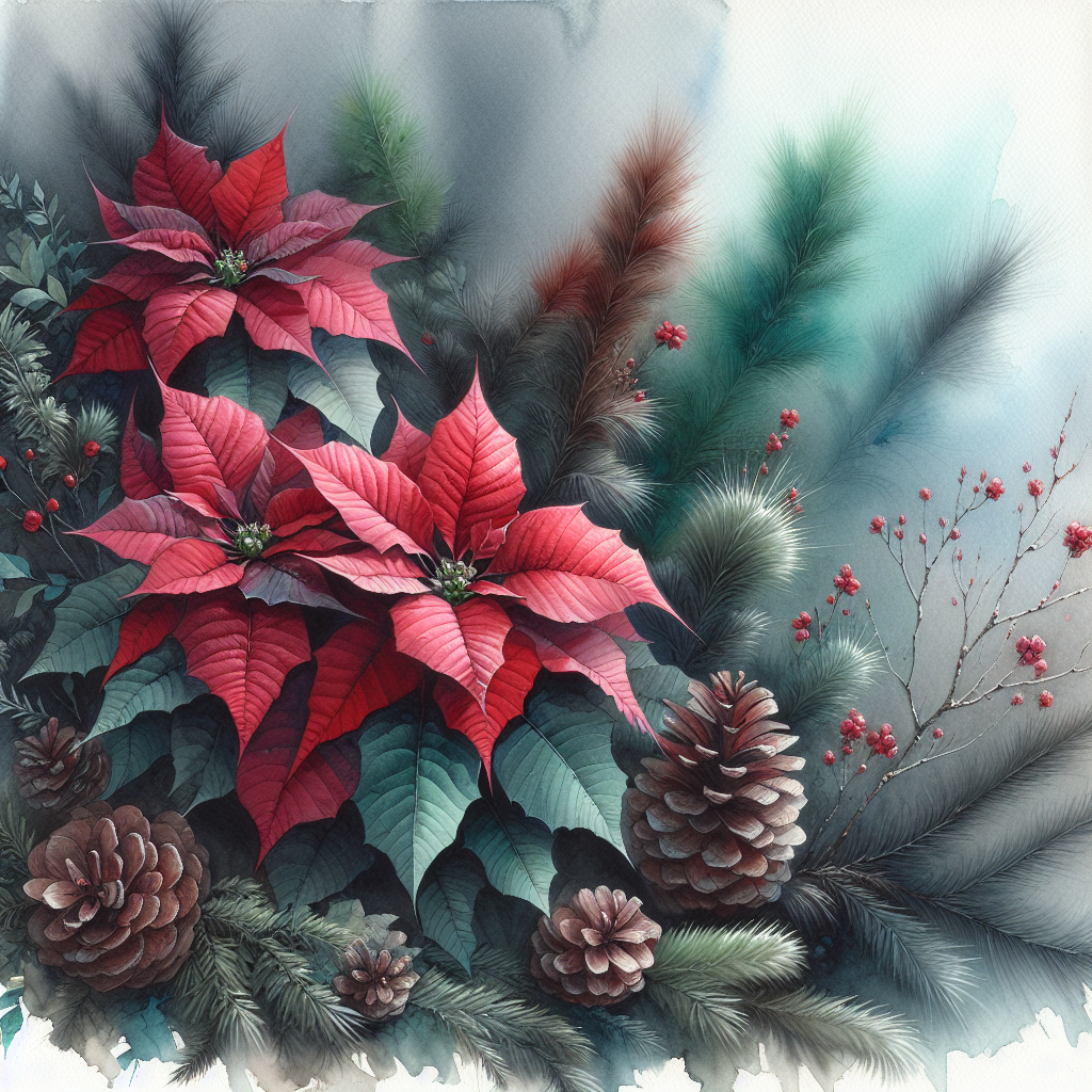 Velvety Poinsettia Winter Canvas