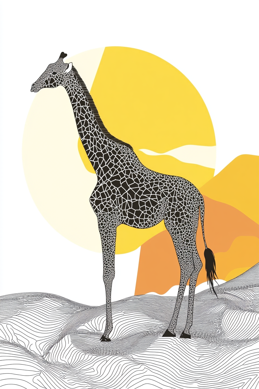 Vibrant Giraffe Elegance Canvas