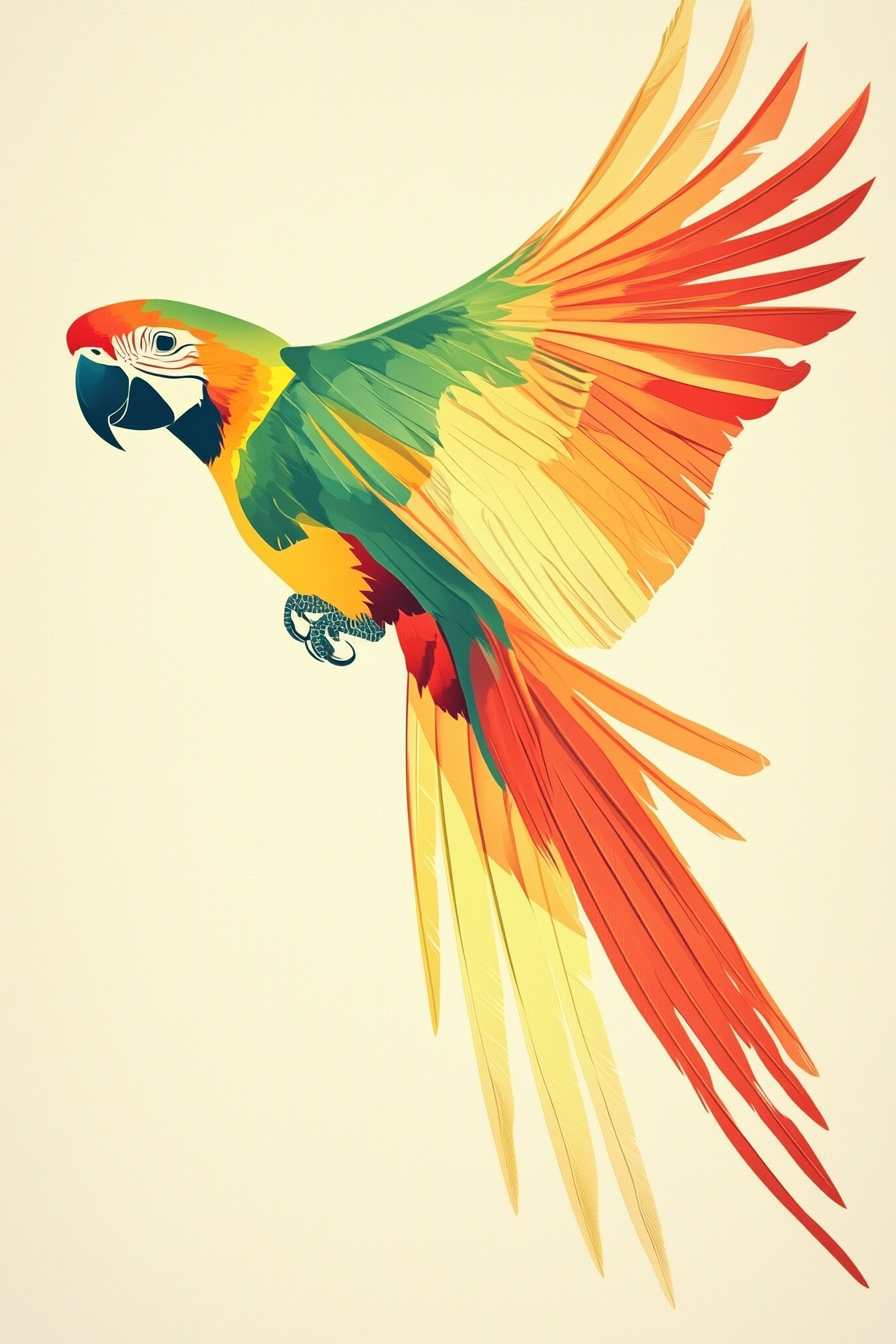 Vibrant Parrot Flight Canvas
