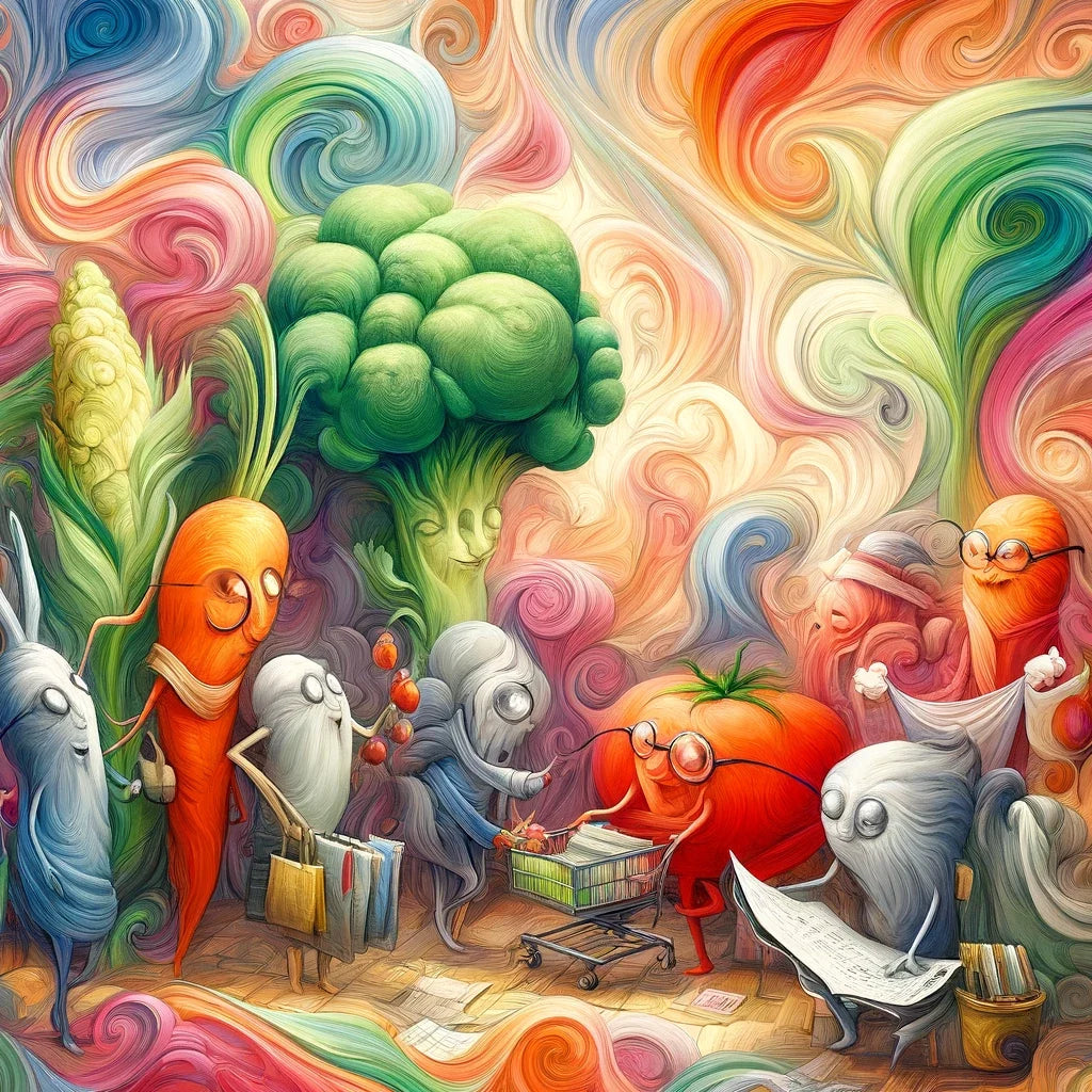 Vibrant Vegetable Gathering Canvas