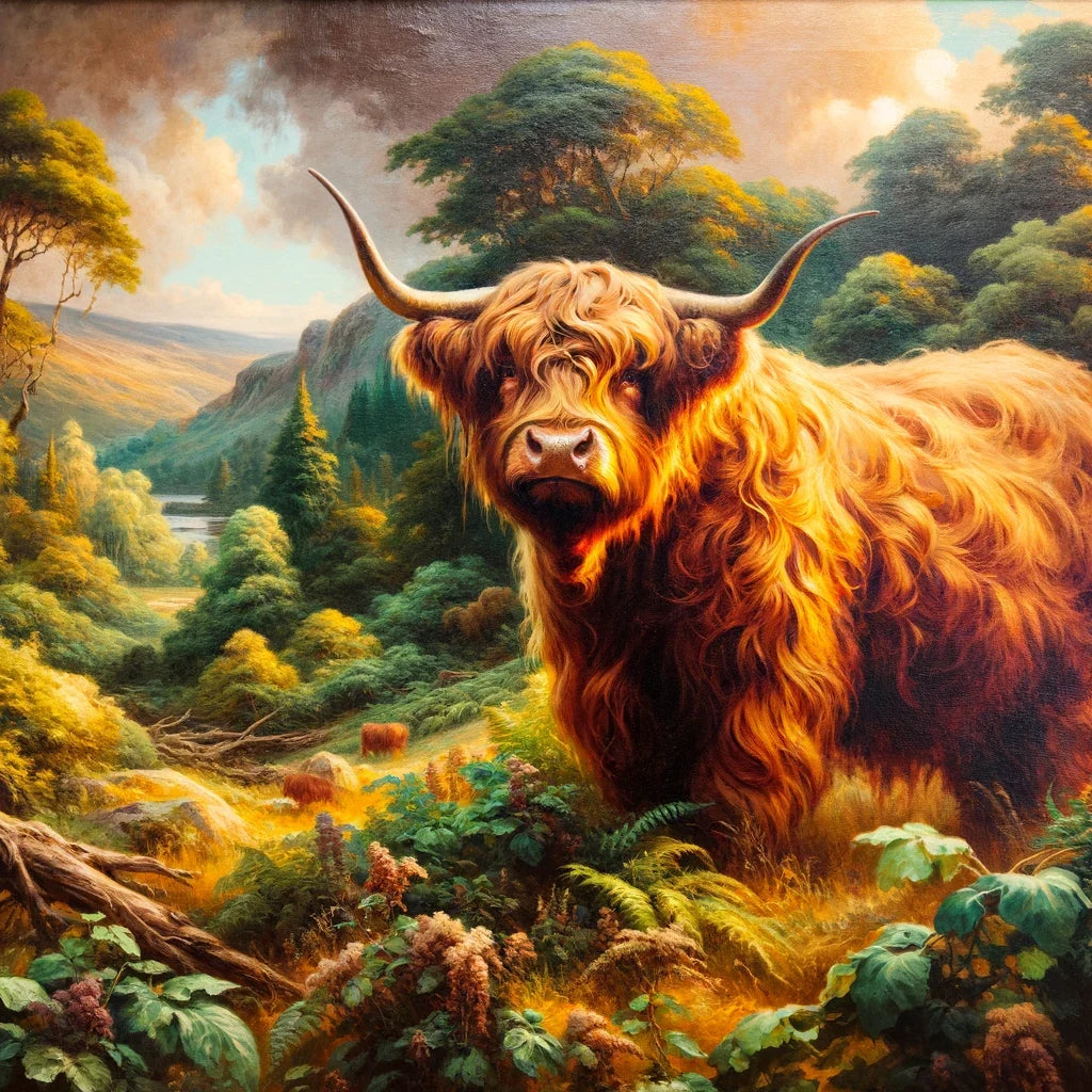 Victorian Highland Cow Majesty Cotton Cushion