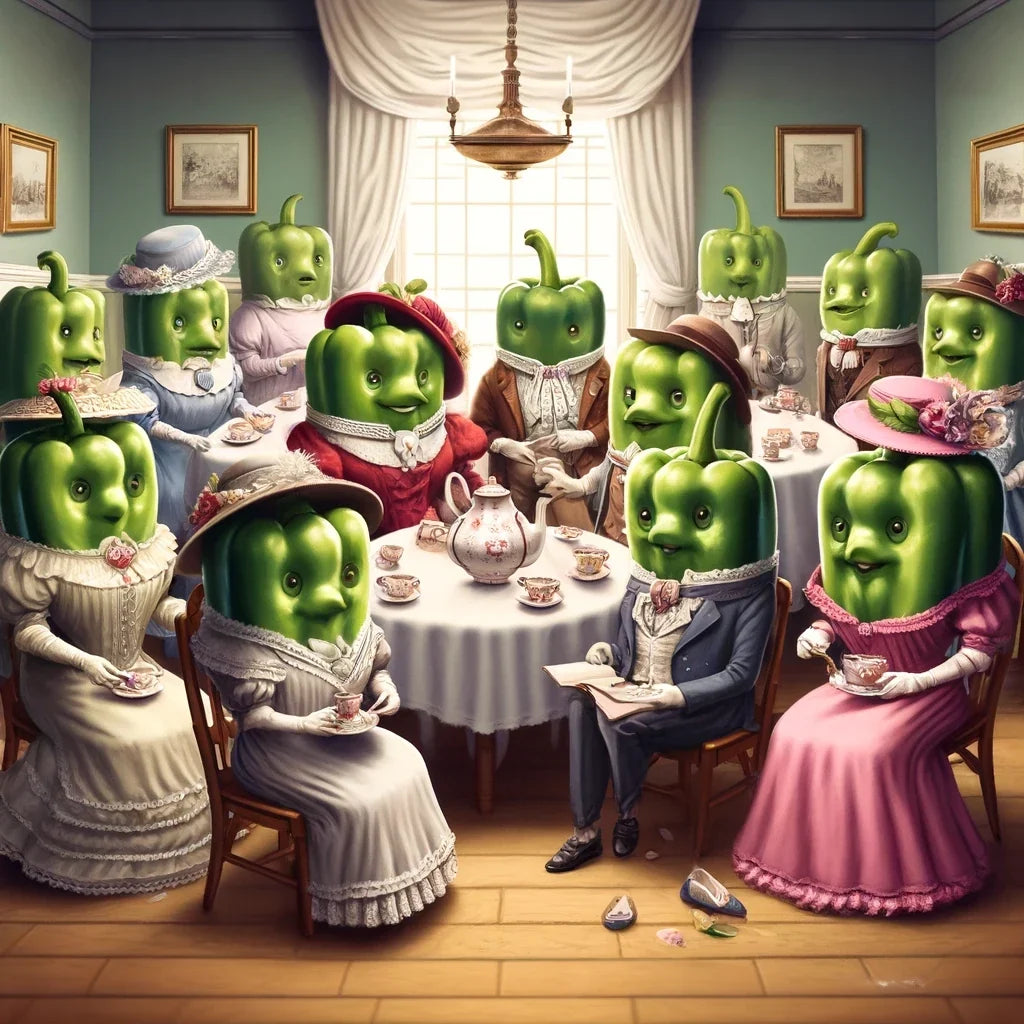 Victorian Pepper Tea Party Canvas