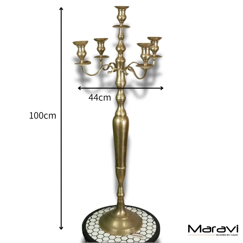 Vintage Brass Candelabra 100cm 5 Candle