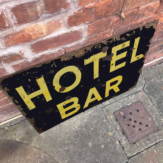Vintage Distressed Effect Metal Hotel Bar Sign