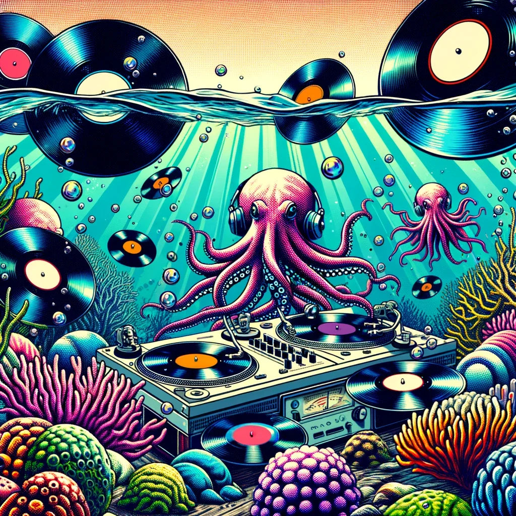 Vinyl Reef Rhythms Cotton Cushion