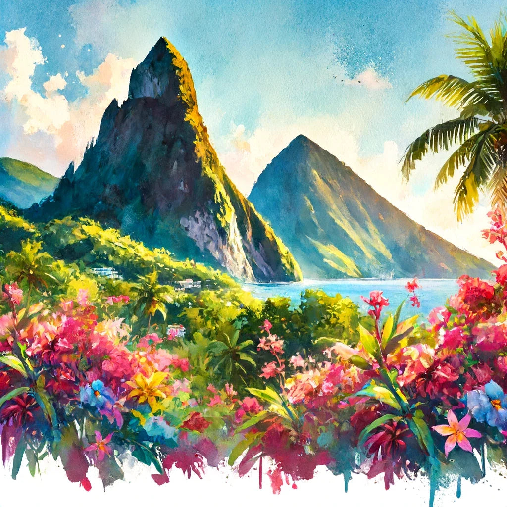 Volcanic Peaks and Blooms Canvas