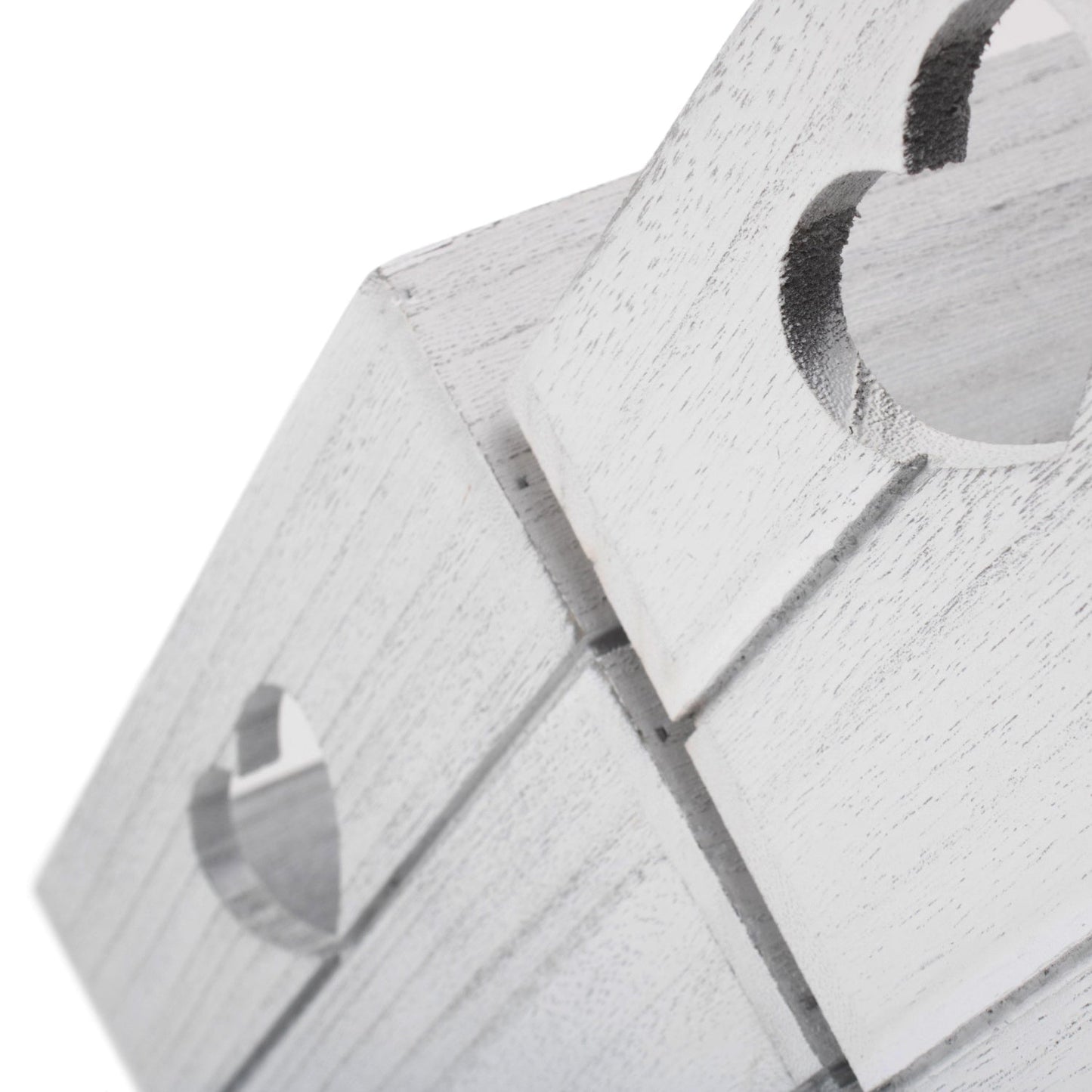 Vintage White Wash Heart Cut-Out Crate Set 2
