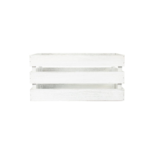Medium Vintage White Wash Slatted Wooden Crate