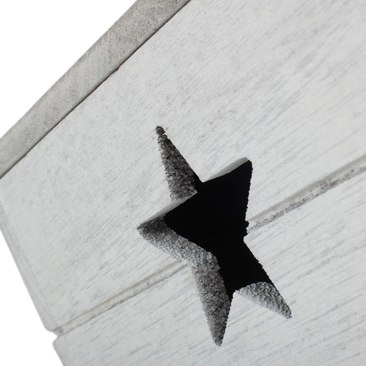 Small Vintage White Wash Star Cut-Out Box with Lid