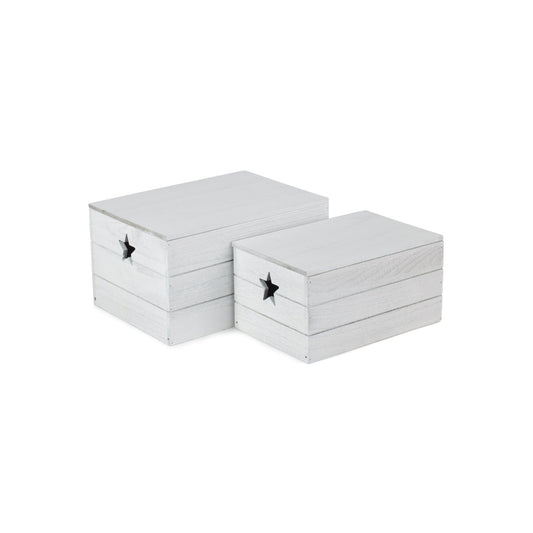 Vintage Star Cut Out Box with Lid Set 2