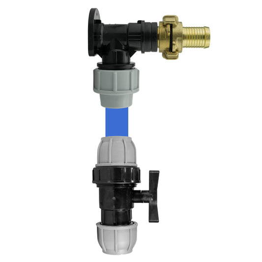Wall Flange Kit 32mm MDPE + 32mm MDPE Valve + 25mm Barbed Geka Set
