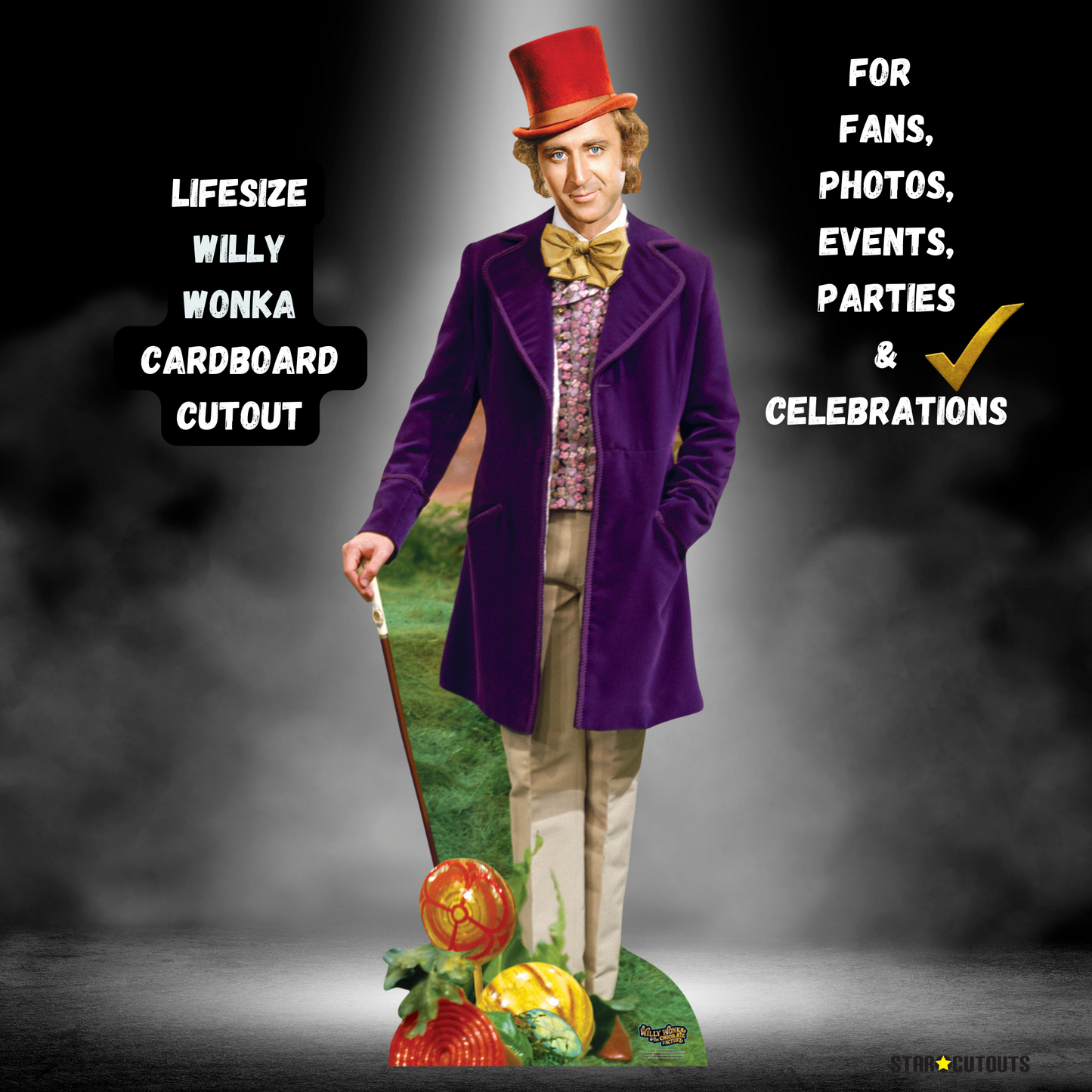 SC1650 Willy Wonka and the Chocolate Factory (Gene Wilder) Cardboard Cut Out Height 193cm
