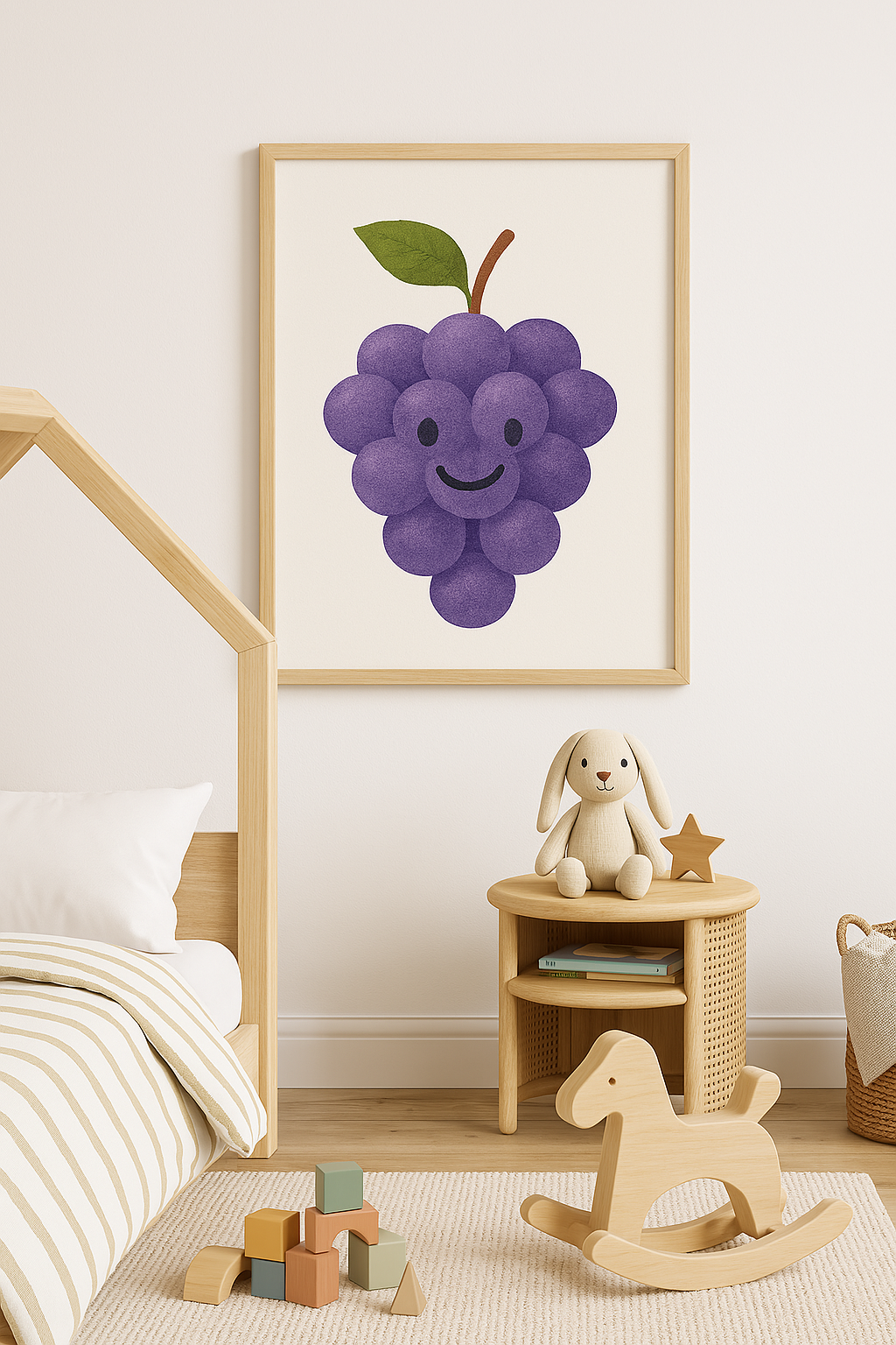 Watercolour Happy Grapes Fruit Nursery Children's Room Wall Decor Print