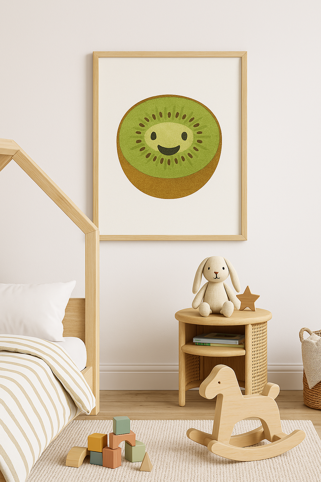 Watercolour Happy Kiwi Fruit Nursery Children's Room Wall Decor Print