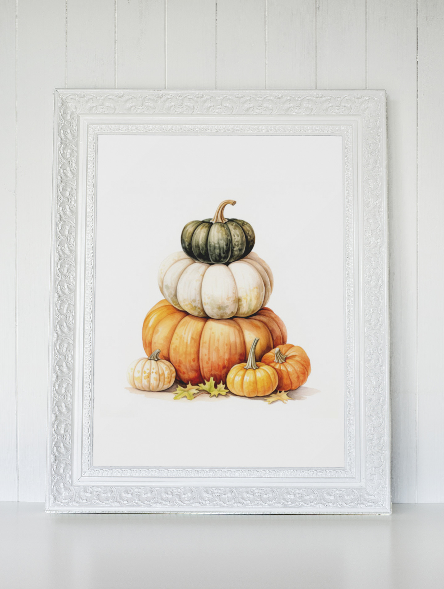 Watercolour Pumpkin Tier Autumn Seasonal Wall Home Decor Print