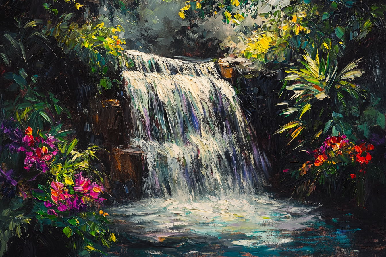 Waterfall Tranquillity Nostalgia Canvas