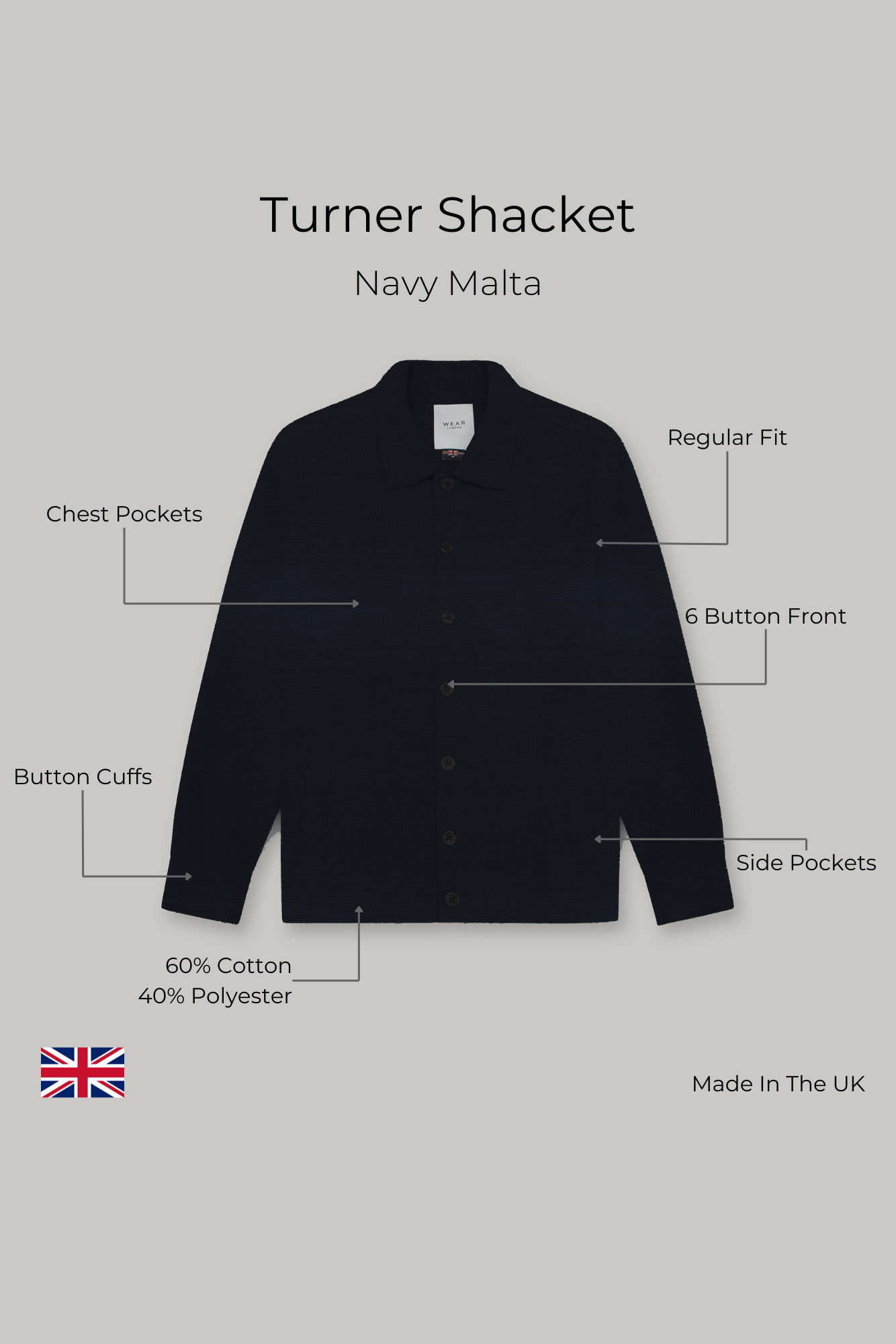 Turner Shacket - Navy Malta