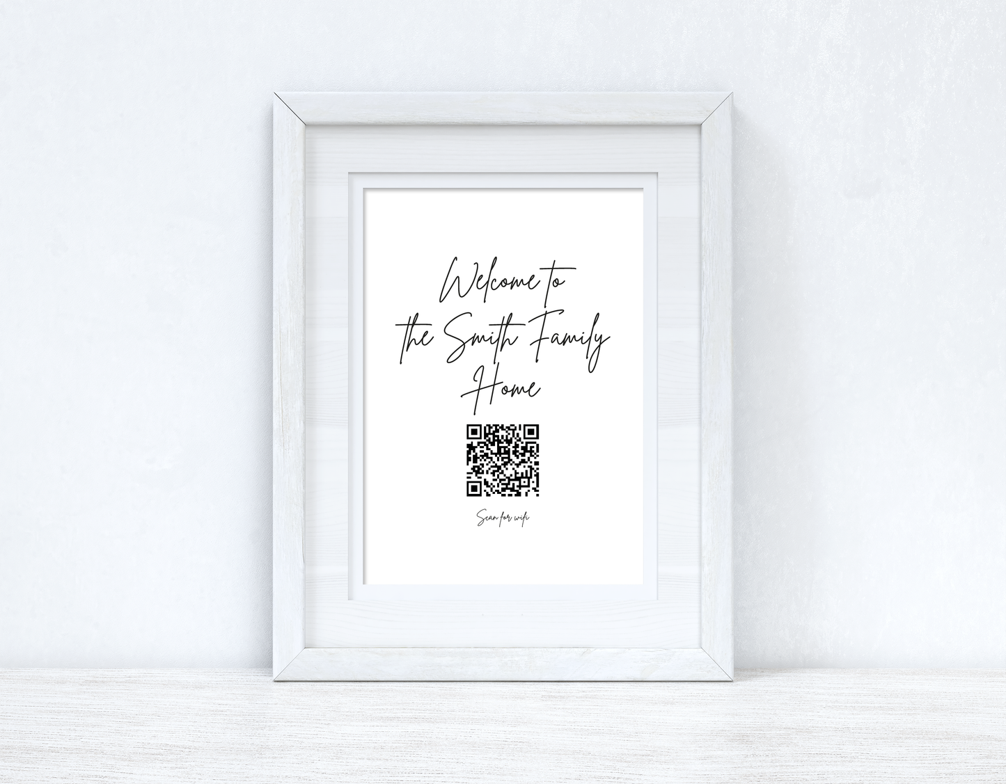 Personalised Welcome To The Surname Family Home Wifi QR Scan Home Wall Decor Print