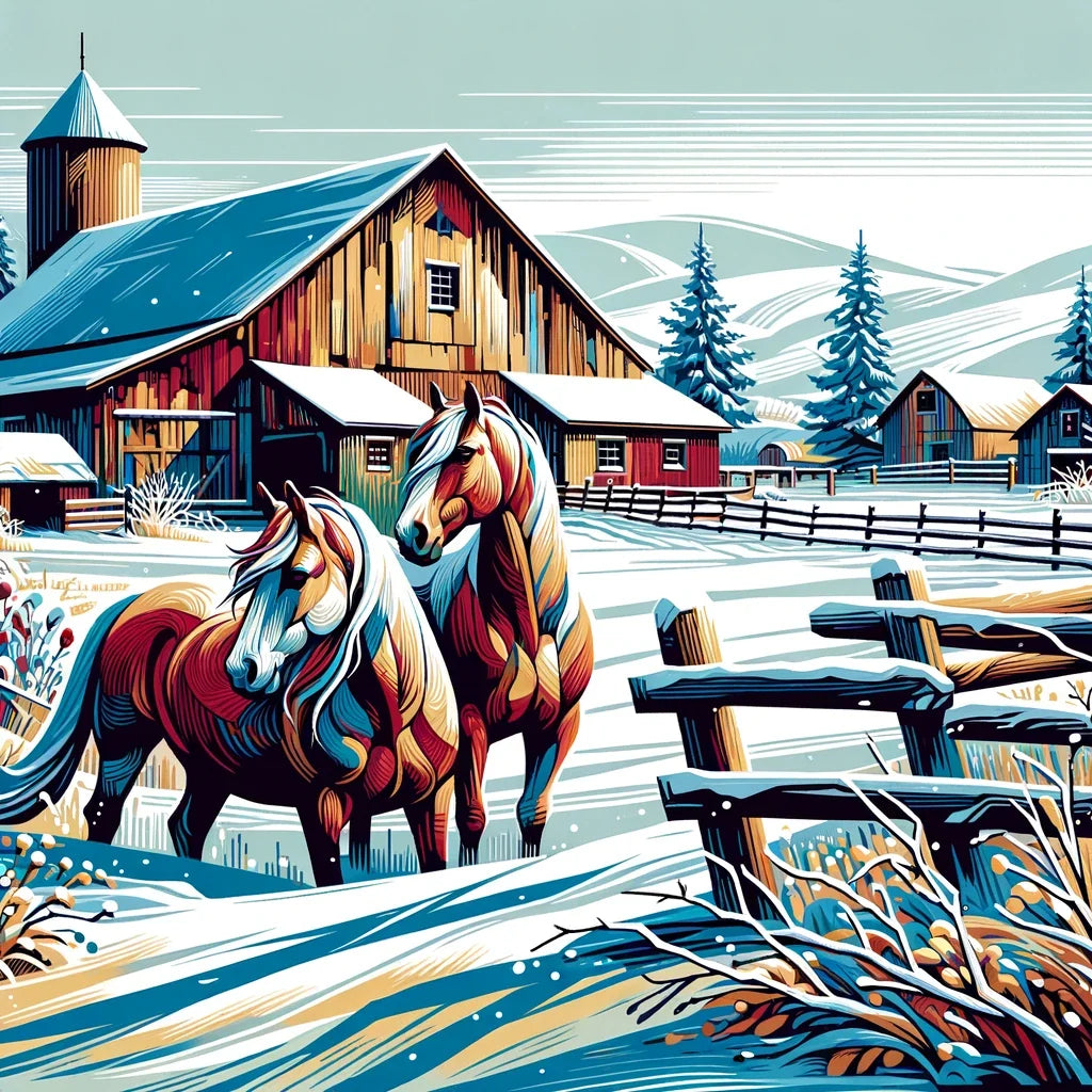 Whimsical Winter Farm Cotton Cushion