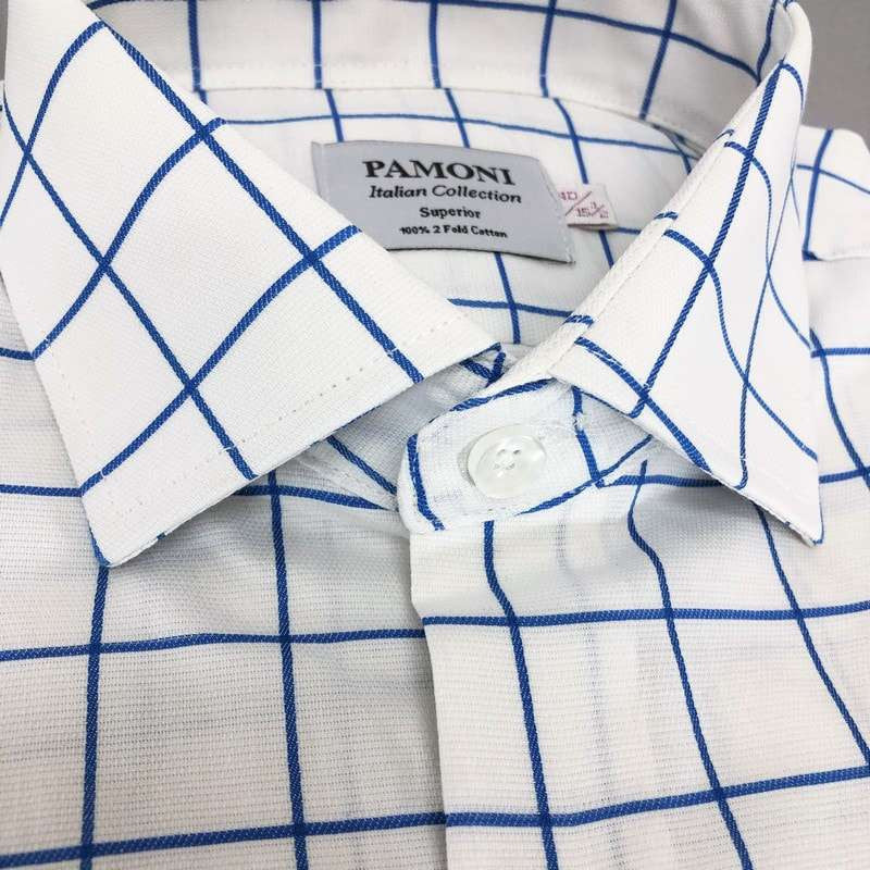 White Blue Check Slim Fit Shirt