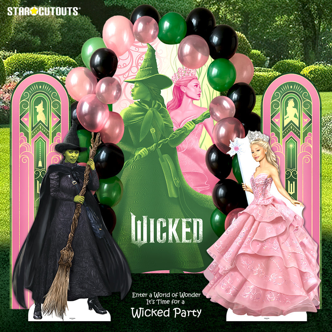 SC4619 Wicked Glinda and Elphaba Logo Backdrop Single Cardboard Cut Out Height 185cm