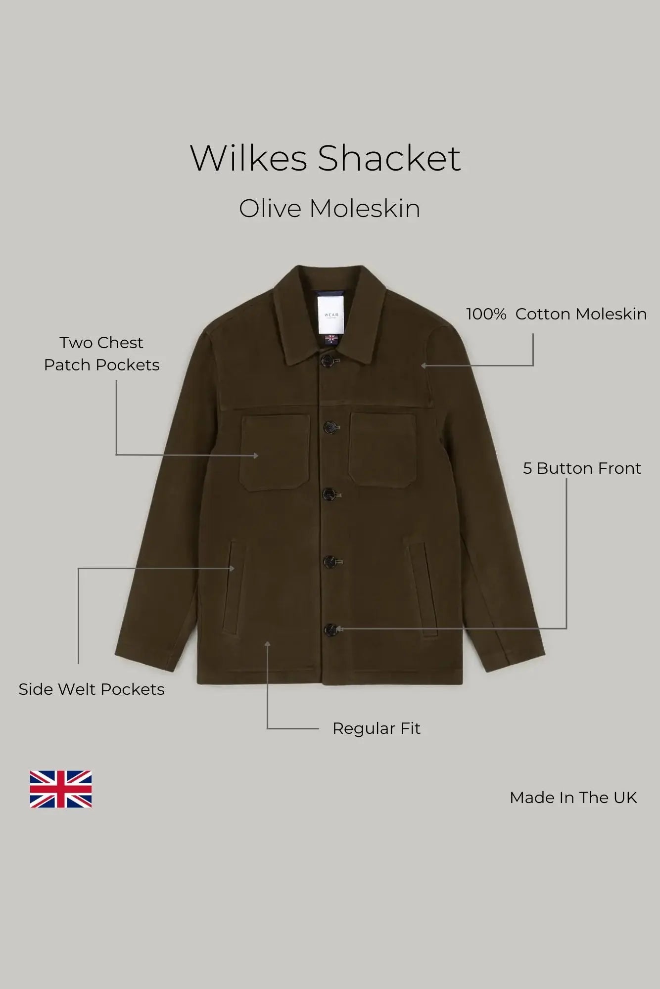 Wilkes Shacket - Olive Moleskin