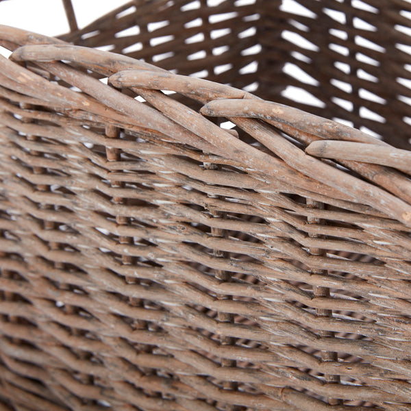 Set of 4 Medium Rectangular Willow Storage Baskets - Grey
