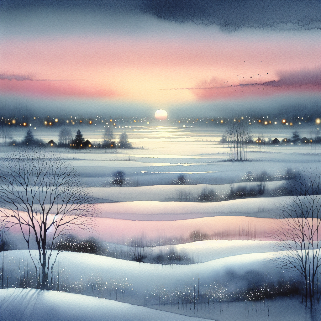 Winter Sunset Serenity Canvas