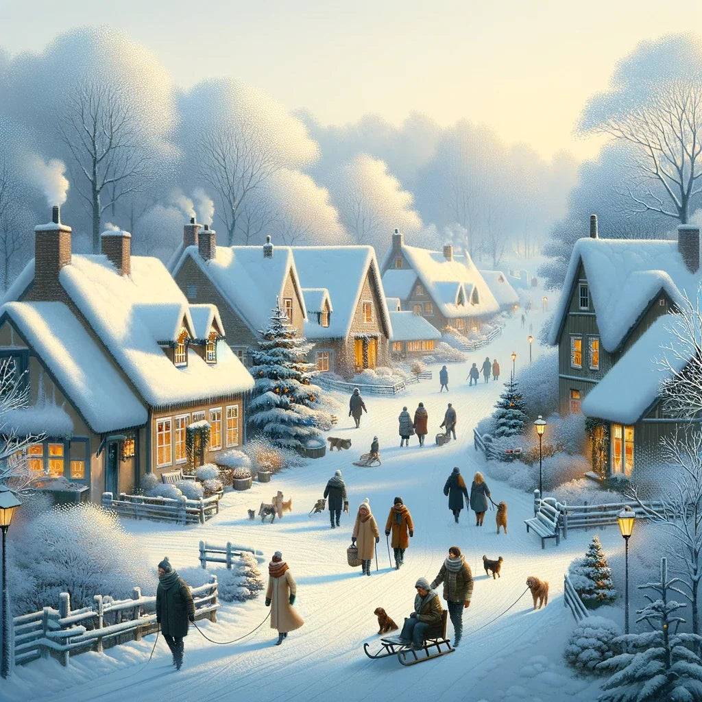 Winter Village Cotton Cushion