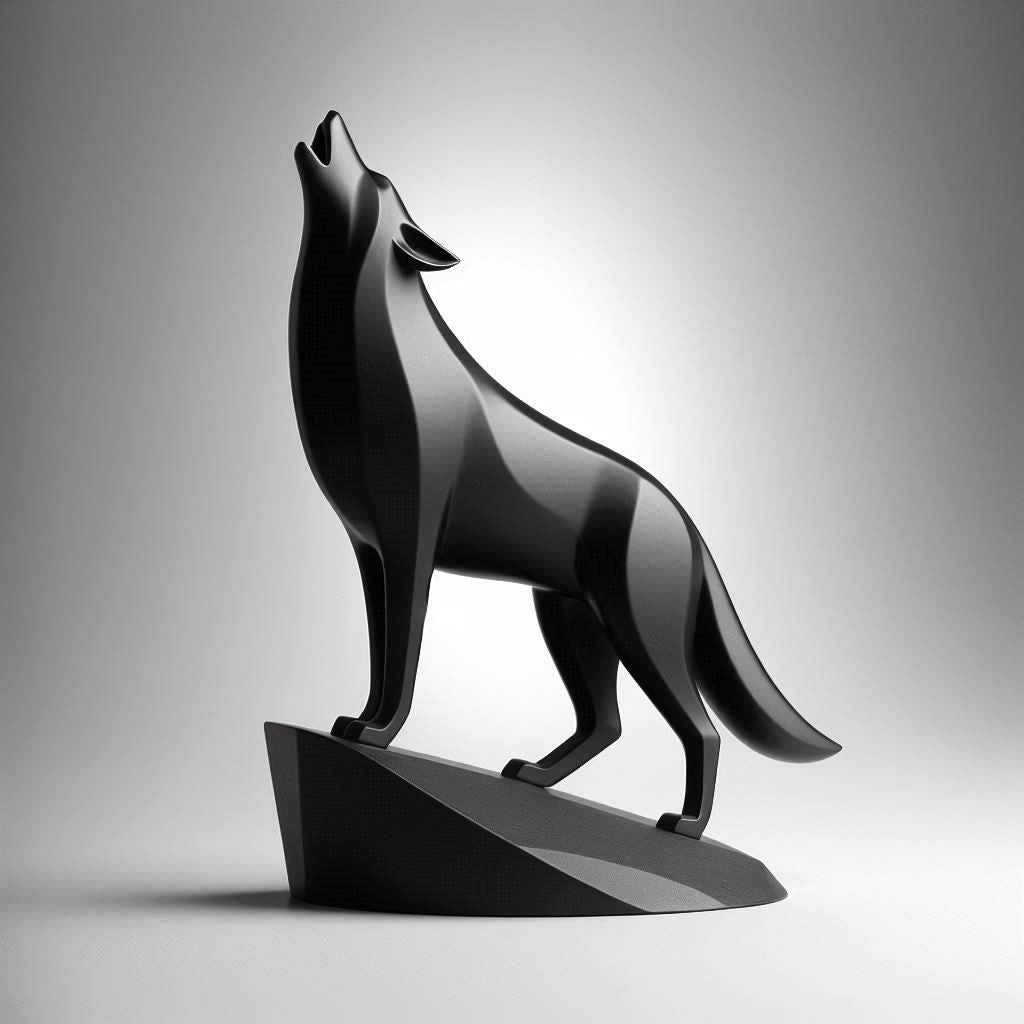 Sculpture #32 – Unique Minimalist Wolf on Pedestal