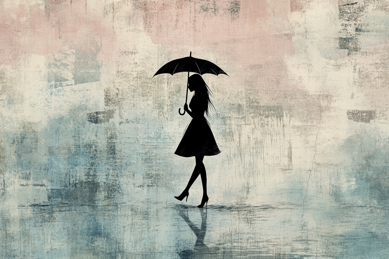 Woman with Umbrella Canvas