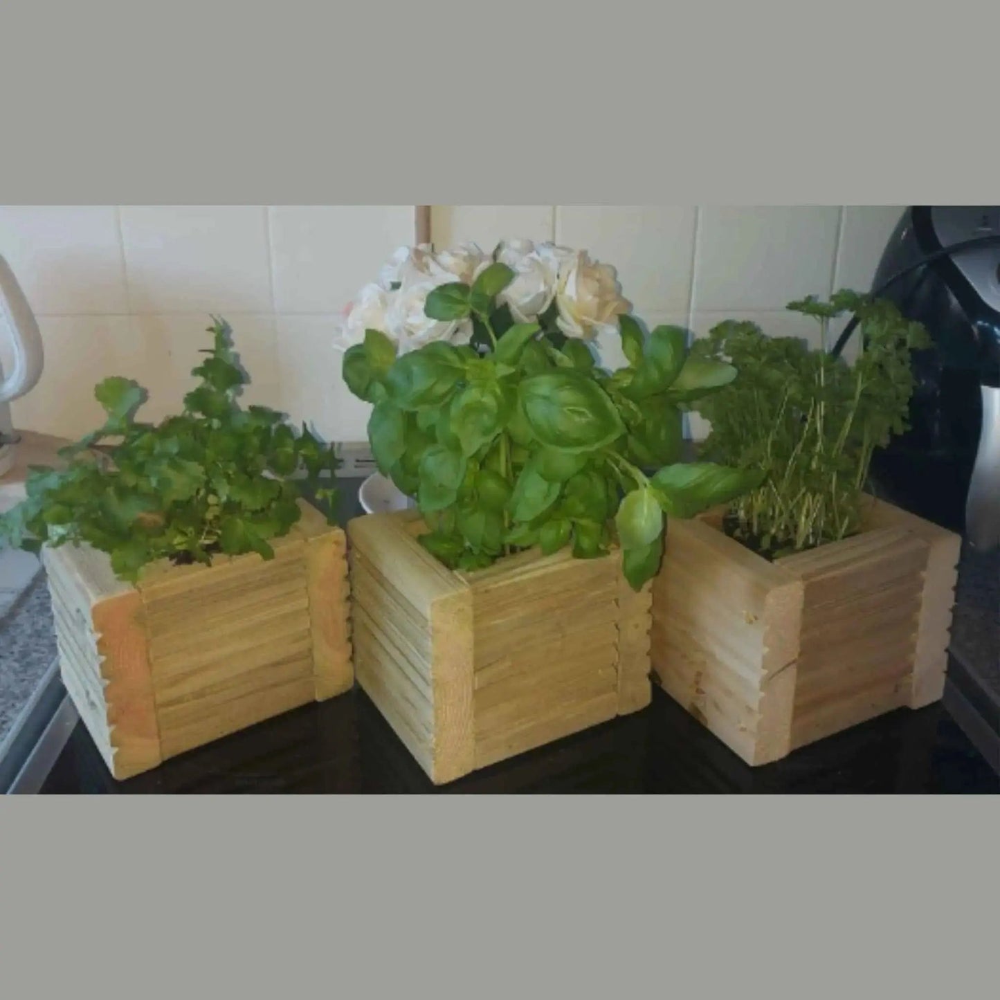 Wooden Decking herb planter boxes pack of 3