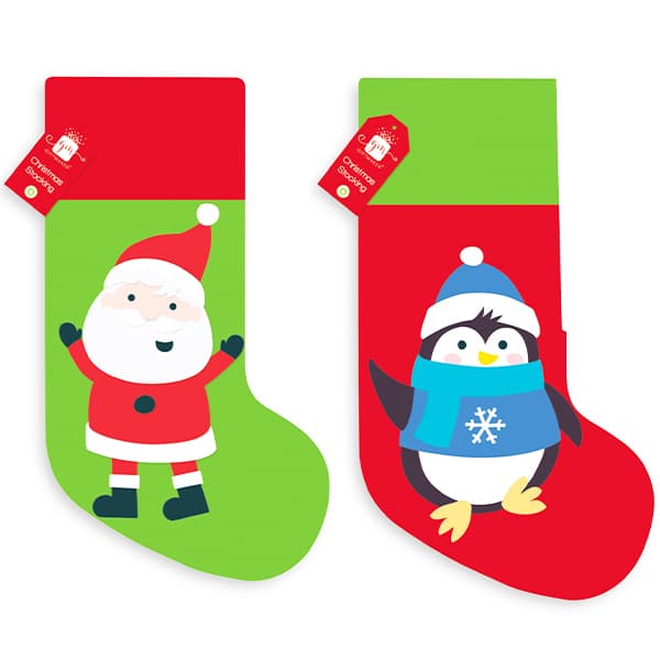 Children's Christmas Stocking in Santa or Penguin Design (44cm X 27cm)