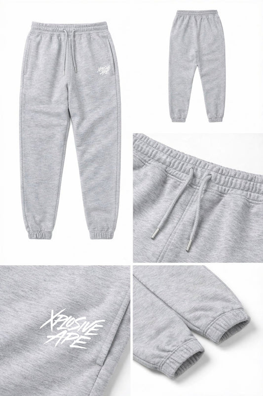 XAPE Classic Brush Script Joggers - Heather Grey