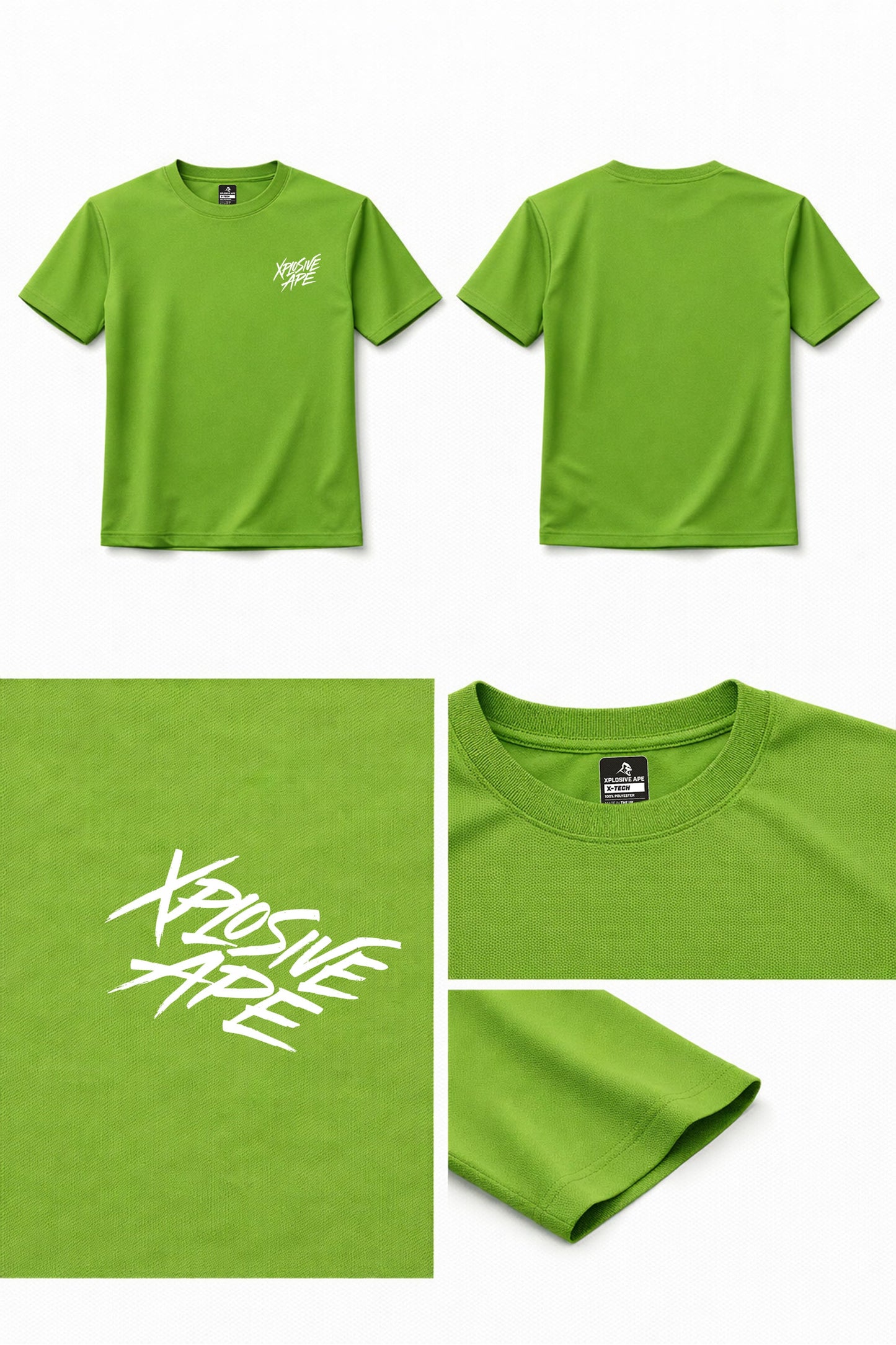 XAPE Classic Brush Script X Tech Tee - Lime