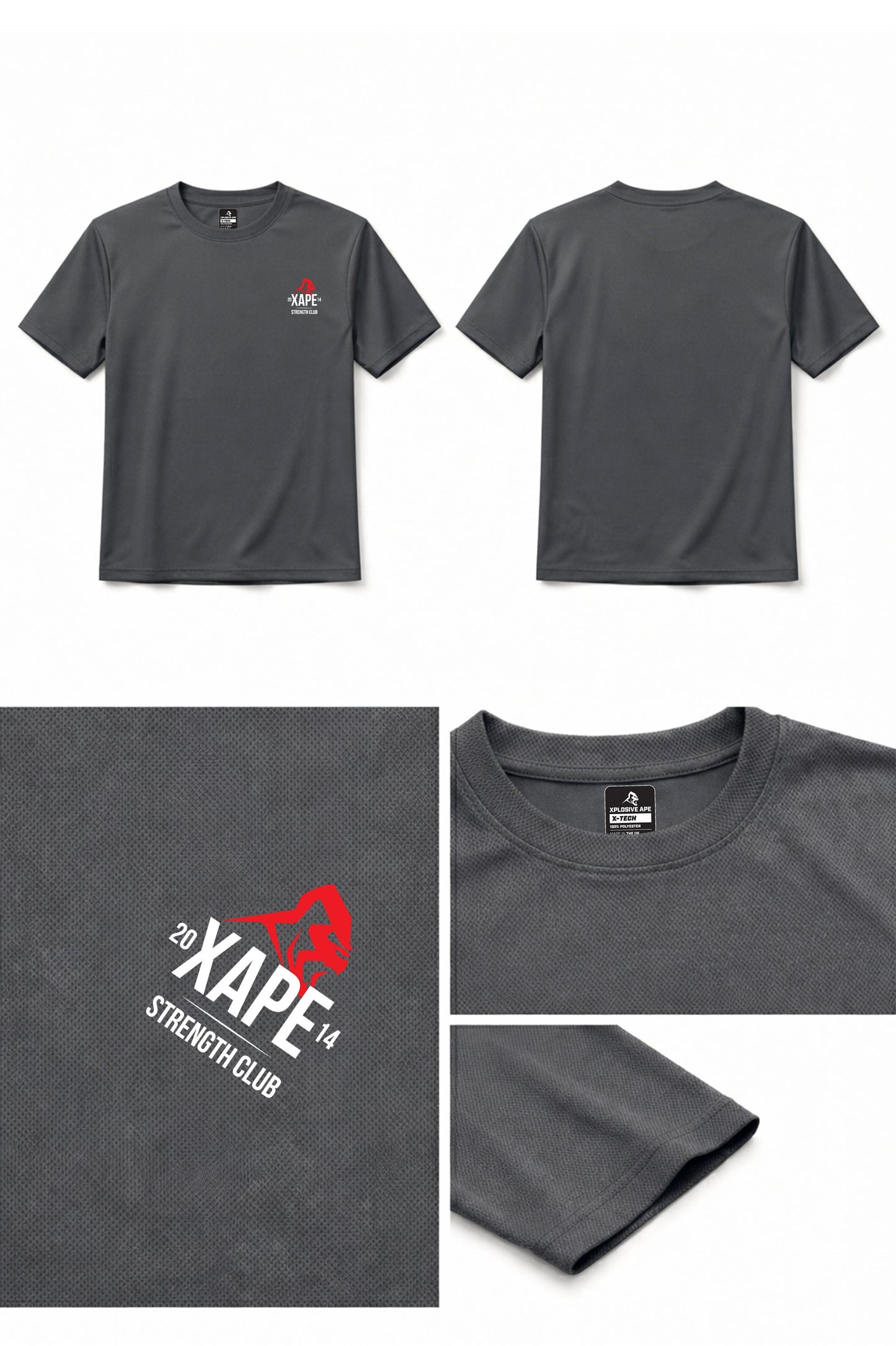 XAPE Classic Strength X Tech Tee - Charcoal