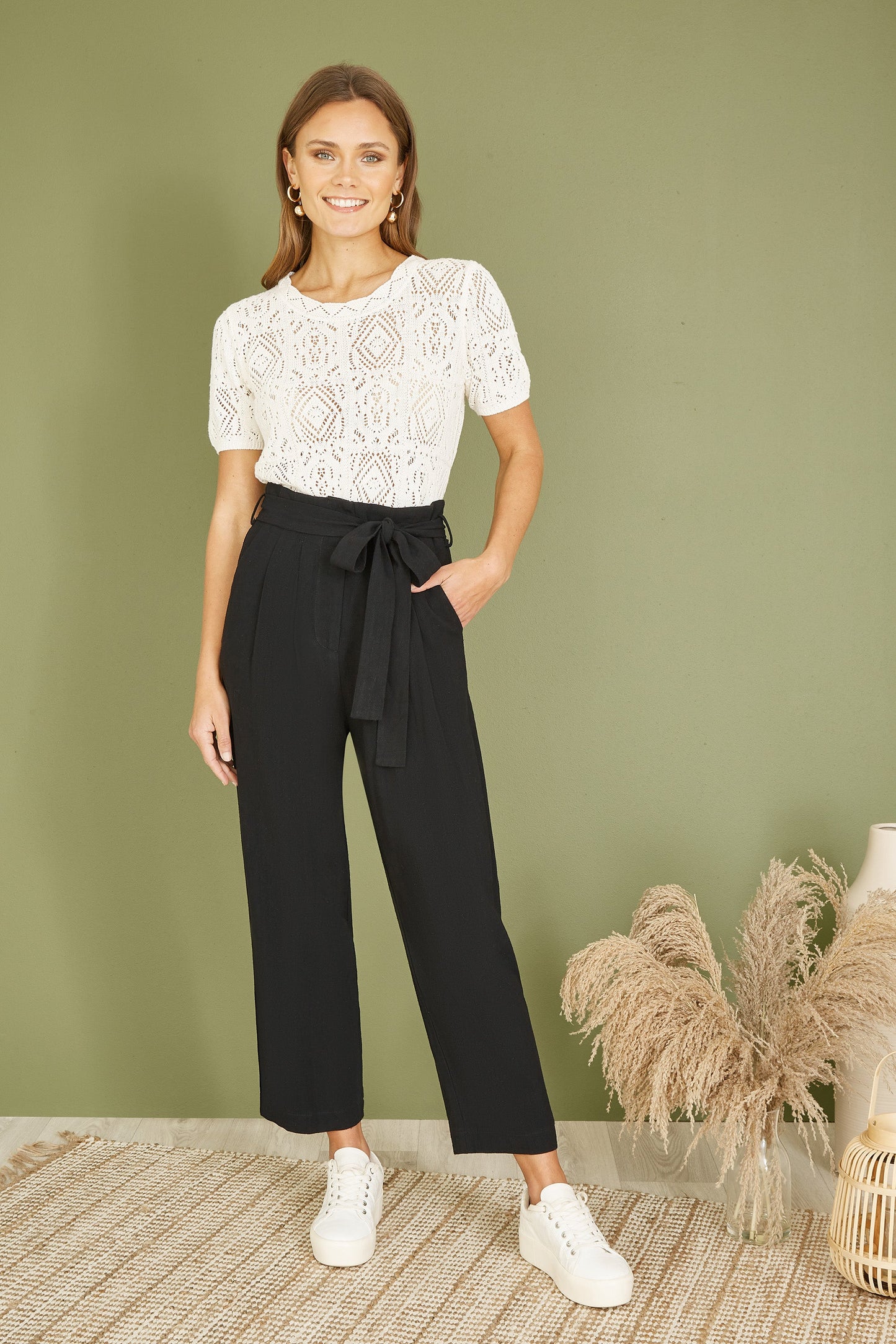 Yumi Ivory Cotton Crochet Knitted Top