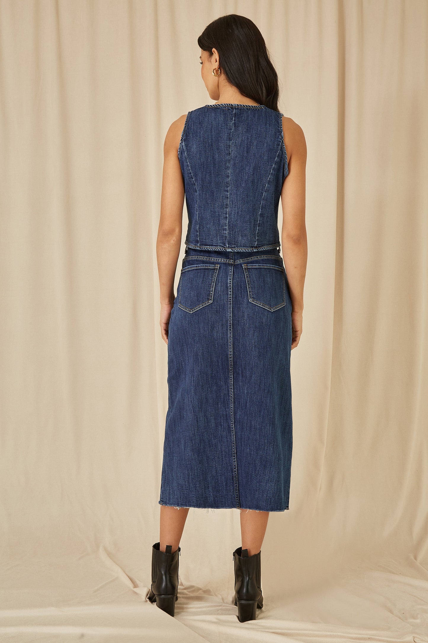 Yumi Blue Denim Stretch Waistcoat