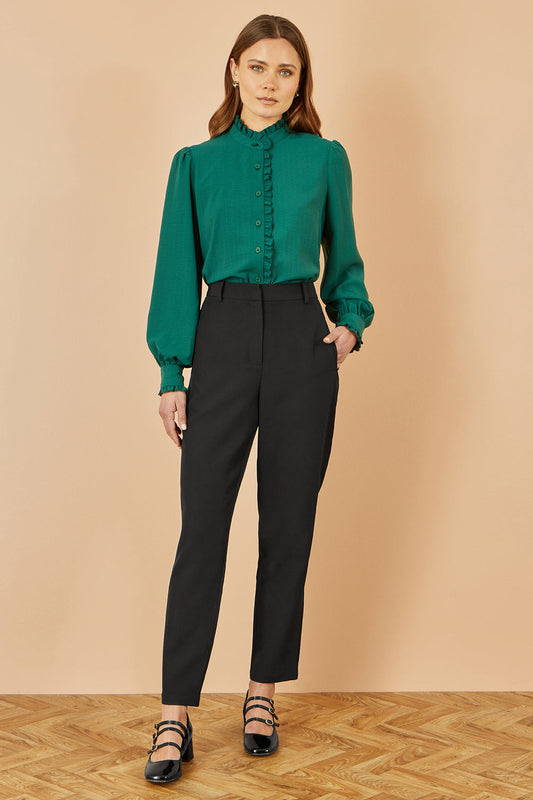Yumi Green Frill High Neck Shirt