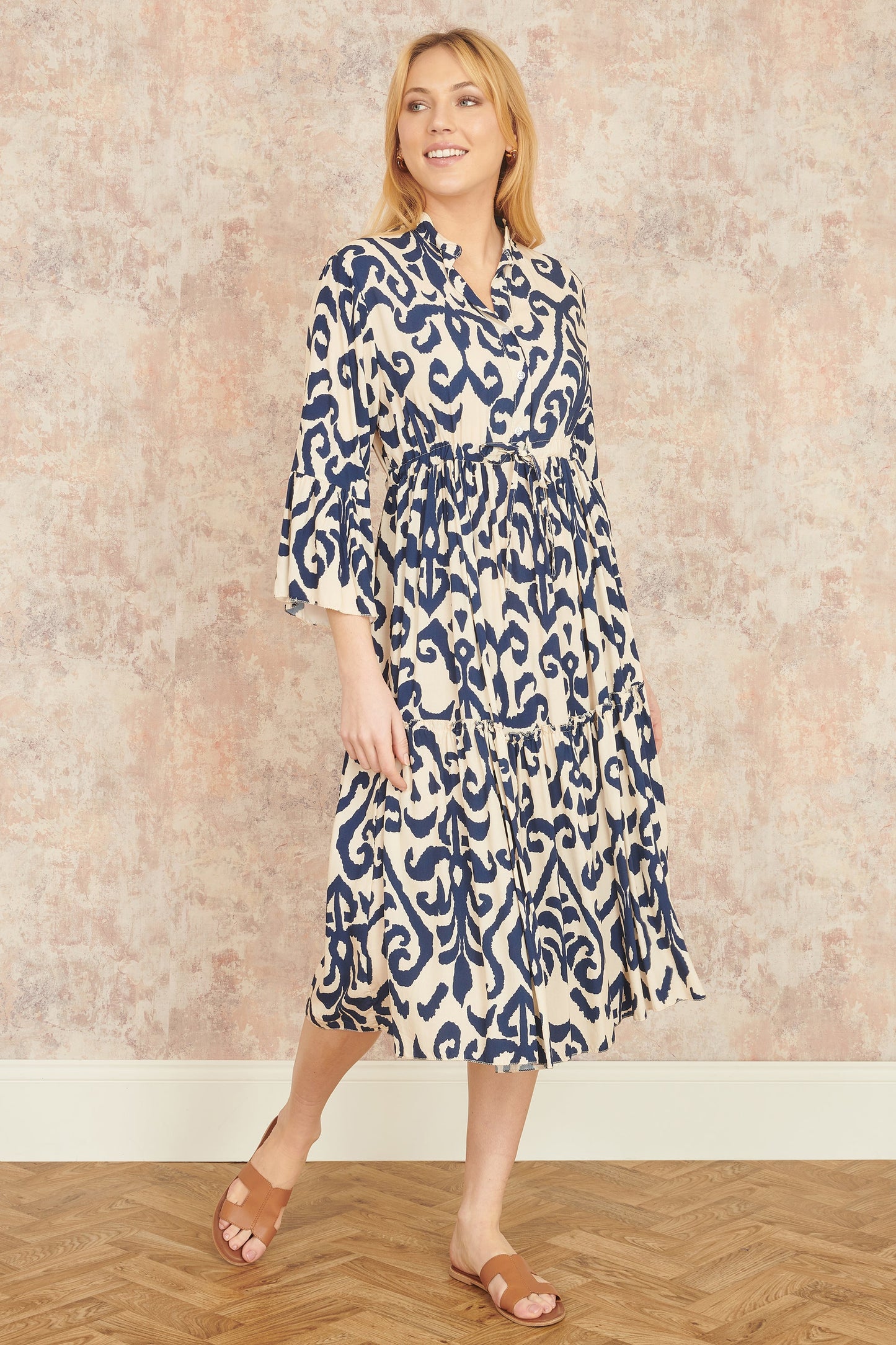 Yumi Navy Block Print Kaftan