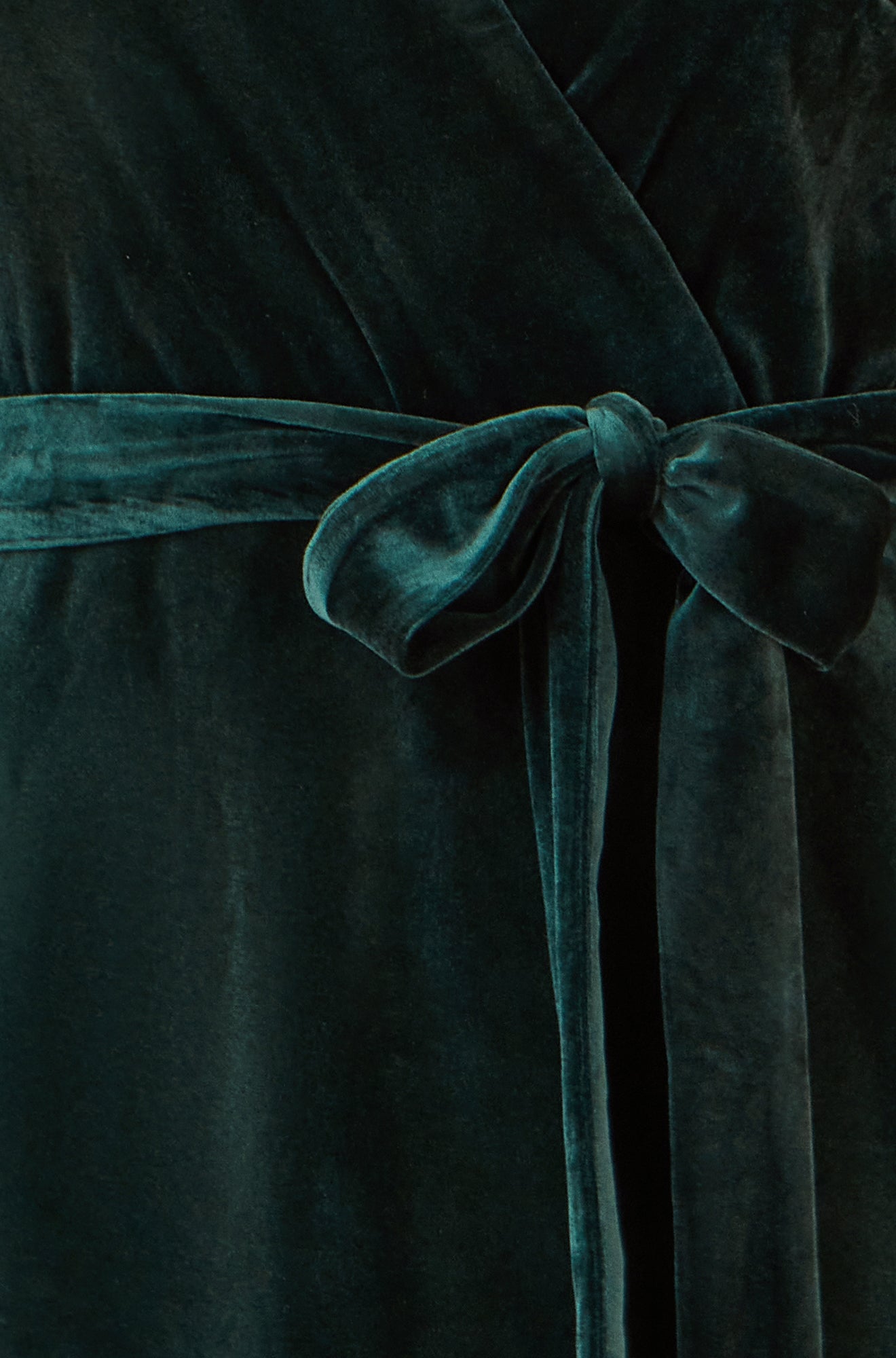 Yumi Green Velvet Wrap Midi Dress With Contrast Hemline