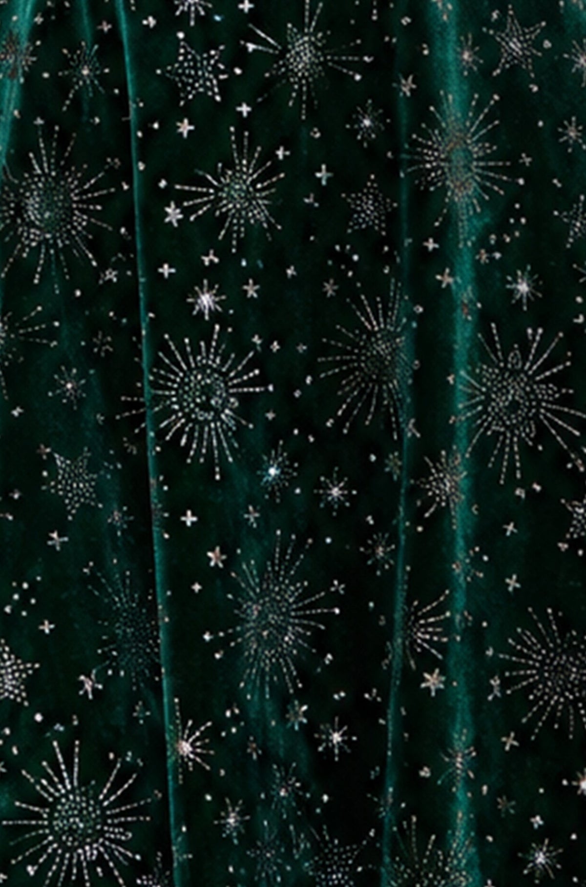 Yumi Green Starburst Foil Print Long Sleeve Skater Dress