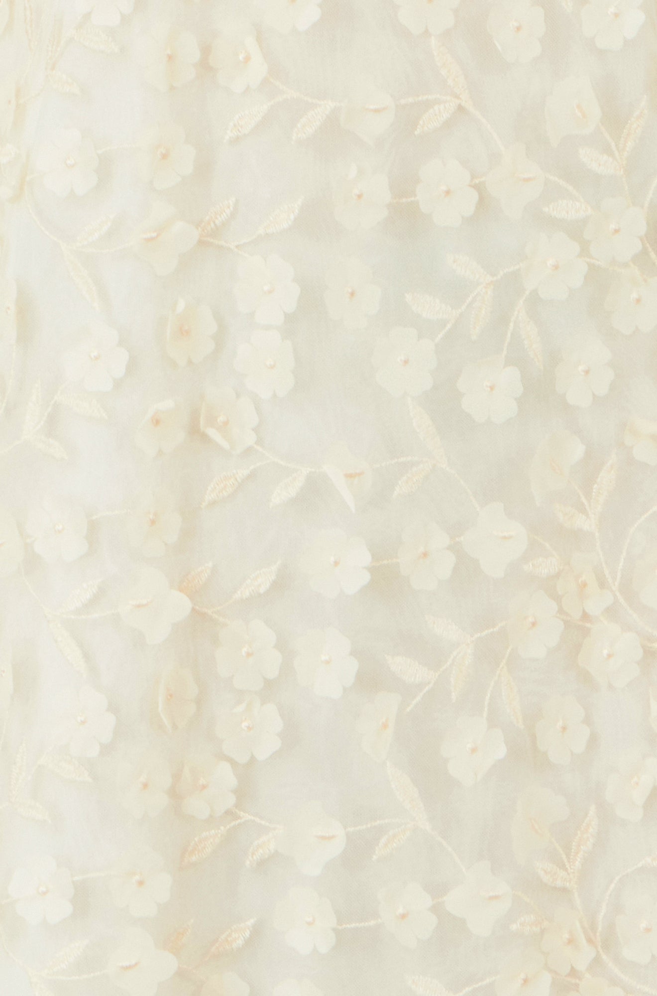 Yumi Ivory Long Sleeve Floral Applique Tunic