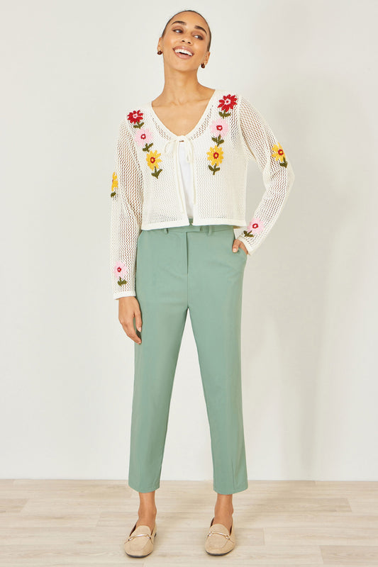 Yumi Ivory Crochet Embroidered Flower Bolero