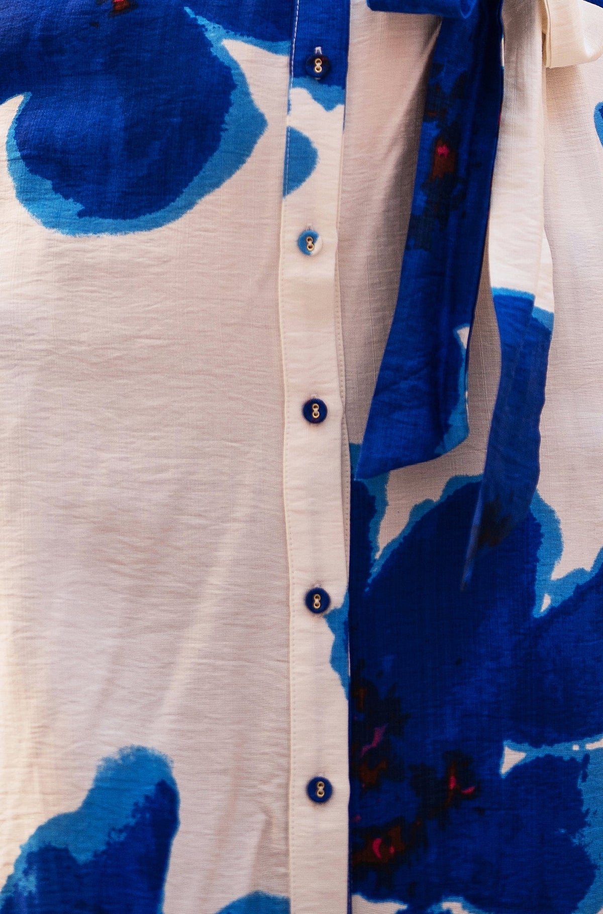Yumi Blue Scattered Floral Shirt Dress