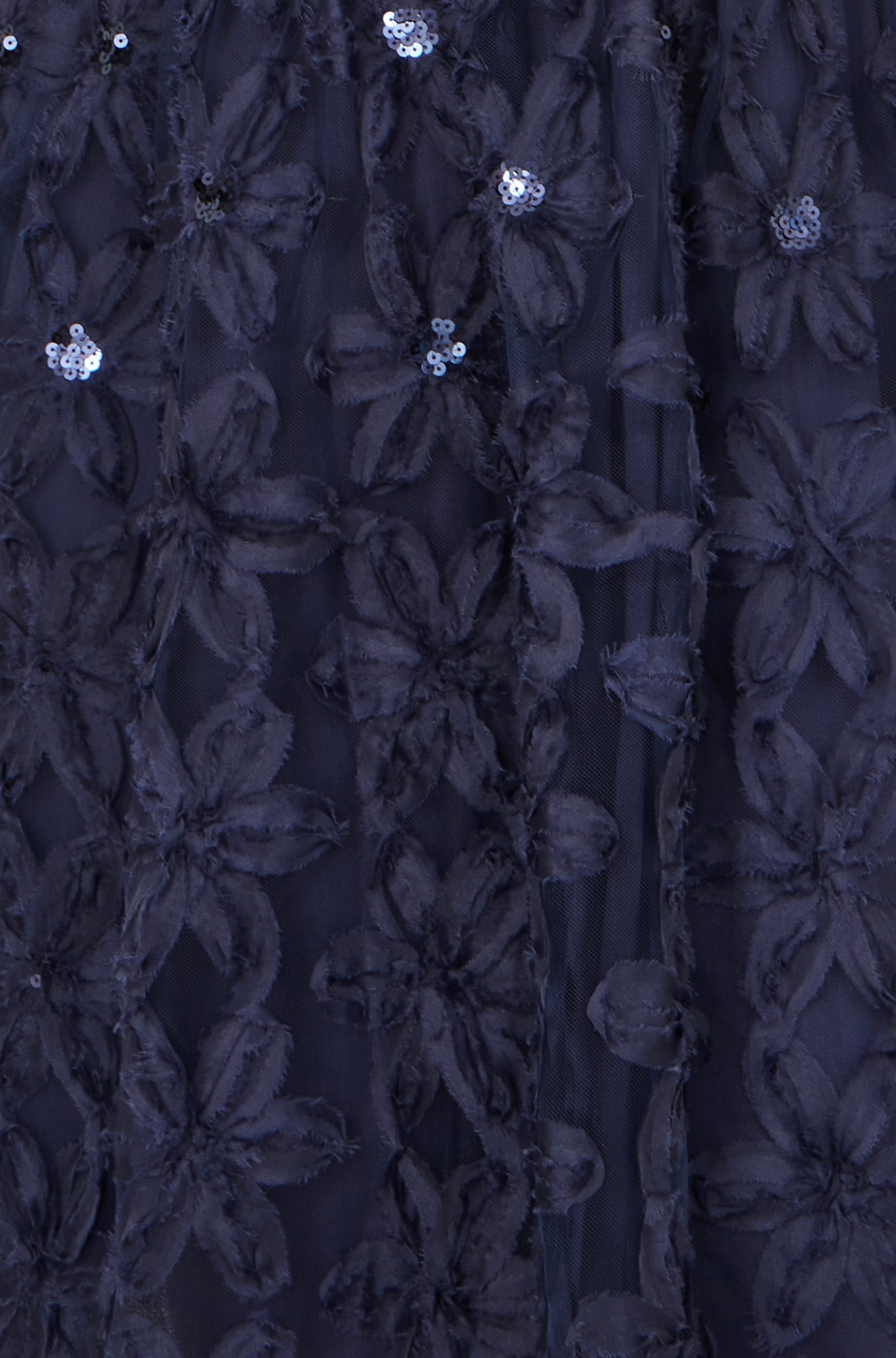 Yumi Navy Sequin Floral Applique Skater Dress